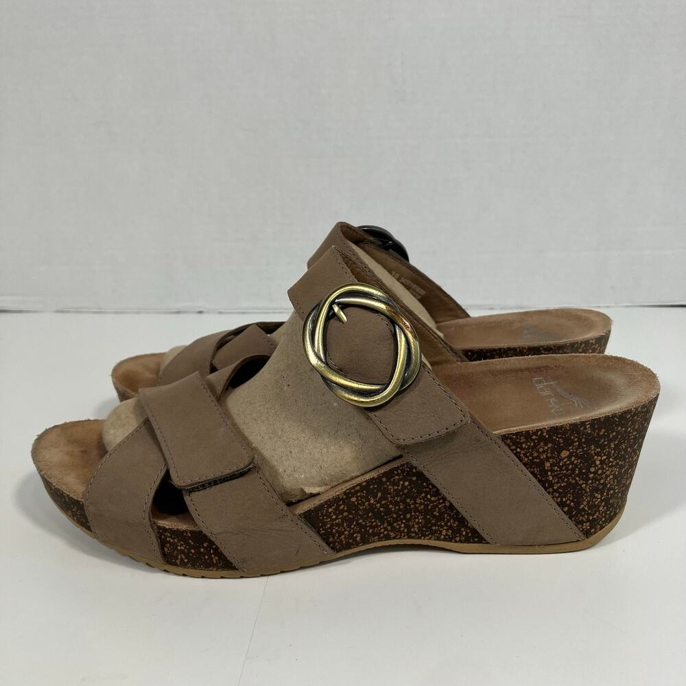 Dansko Susie Milled Nubuck Sandal Womens EU 39 US 8.5-9 Taupe Slide Shoes